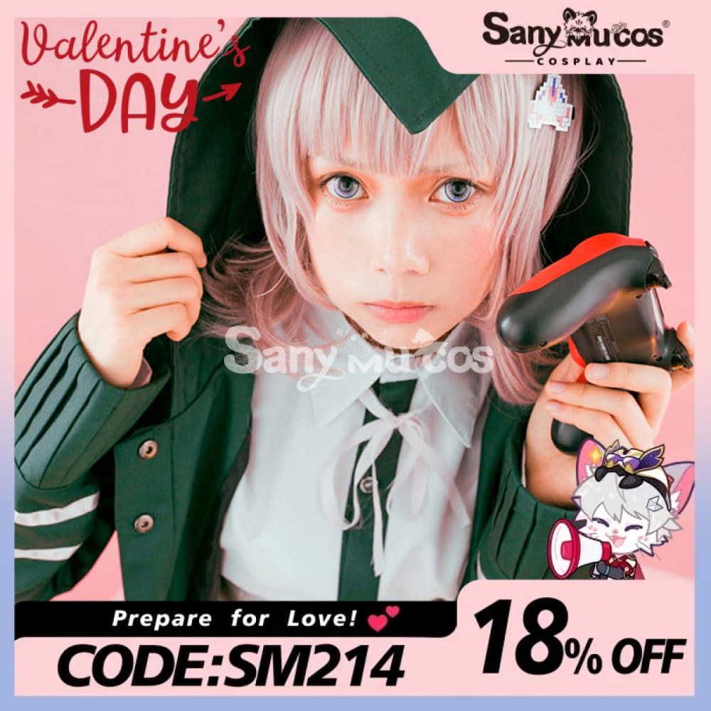 【In Stock】Animes Danganronpa Nanami Chiaki School Uniform With Hooded Jacket Cosplay Costume