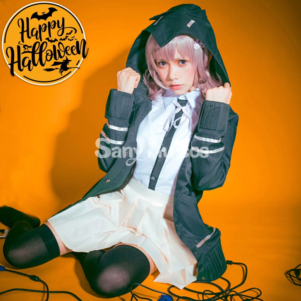 【In Stock】Animes Danganronpa Nanami Chiaki School Uniform With Hooded Jacket Cosplay Costume