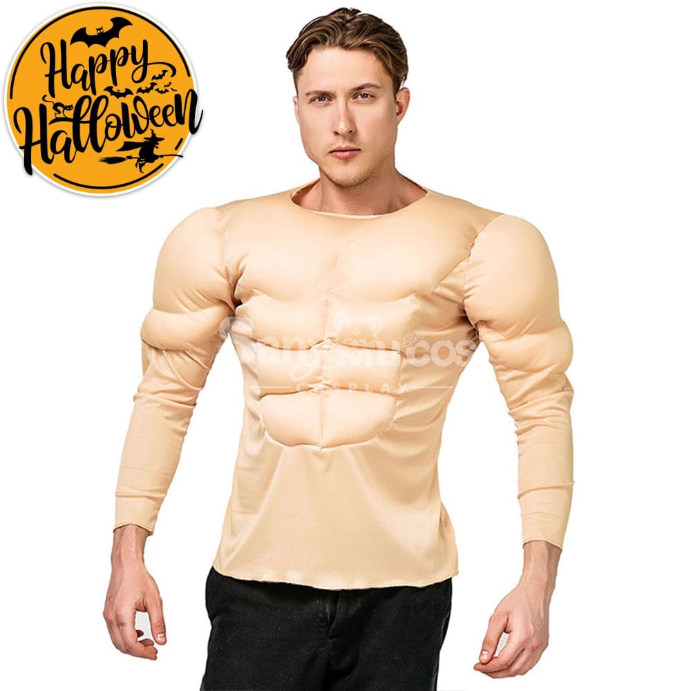 【In Stock】Carnival Cosplay Adult Muscle Wear Muscular Man T-Shirt Cross-Border Fake Abs Stage