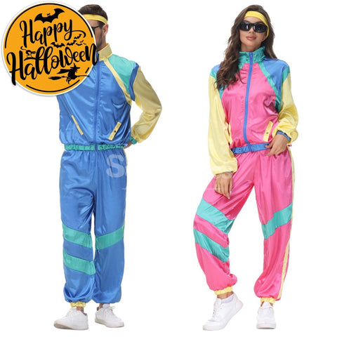 【In Stock】Carnival Cosplay Couple Hip-Hop Retro Disco Stage Performance Jumpsuit Costume Costumes