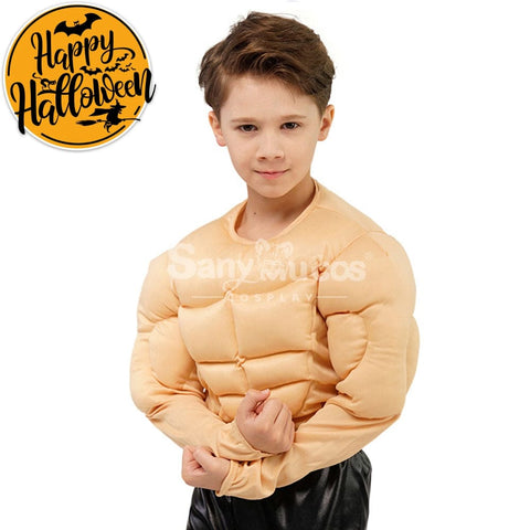 【In Stock】Carnival Cosplay Muscle Man T-Shirt Fake Chest Muscles Abdominal Funny Little Boy