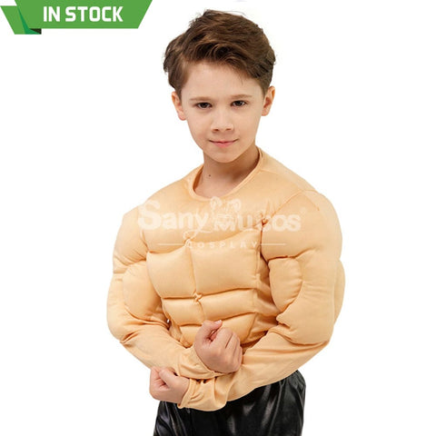 【In Stock】Carnival Cosplay Muscle Man T-Shirt Fake Chest Muscles Abdominal Funny Little Boy