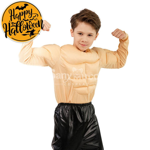 【In Stock】Carnival Cosplay Muscle Man T-Shirt Fake Chest Muscles Abdominal Funny Little Boy