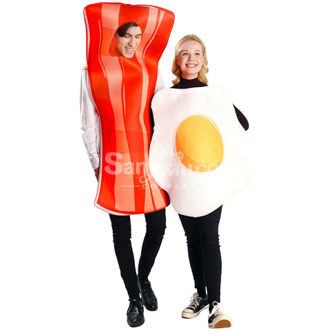 【In Stock】Carnival Cosplay Poached Egg Bacon Adult Men And Women Couples Funny Food Stage