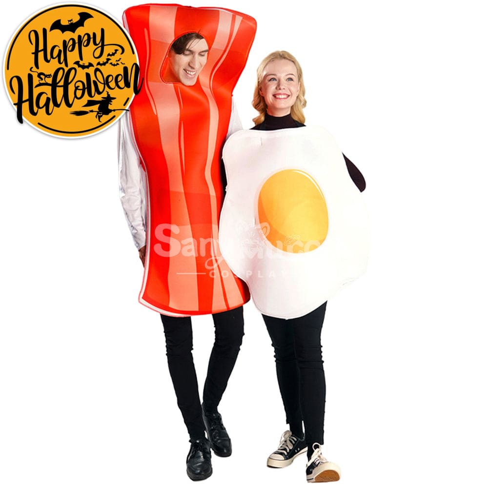 【In Stock】Carnival Cosplay Poached Egg Bacon Adult Men And Women Couples Funny Food Stage