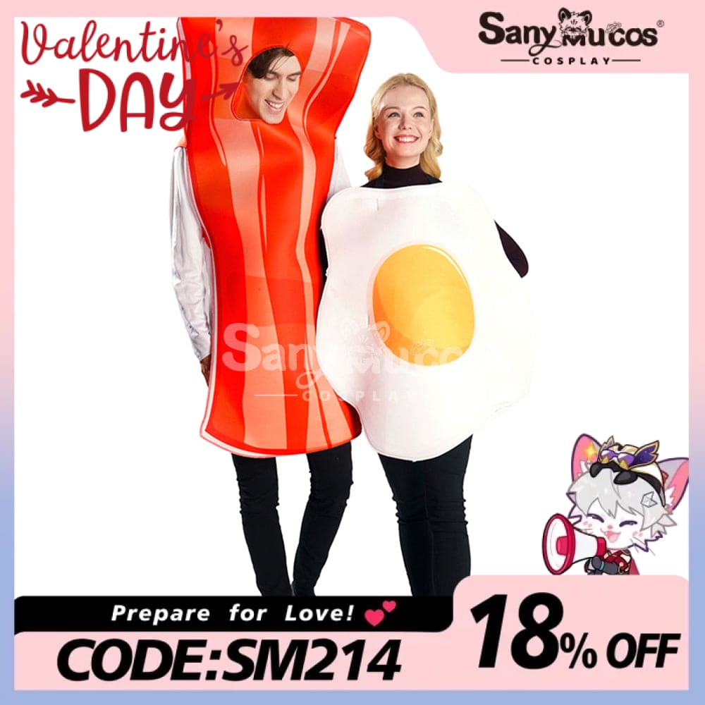 【In Stock】Carnival Cosplay Poached Egg Bacon Adult Men And Women Couples Funny Food Stage