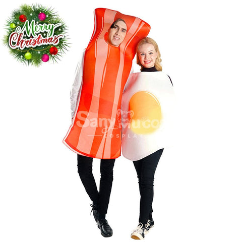 【In Stock】Carnival Cosplay Poached Egg Bacon Adult Men And Women Couples Funny Food Stage