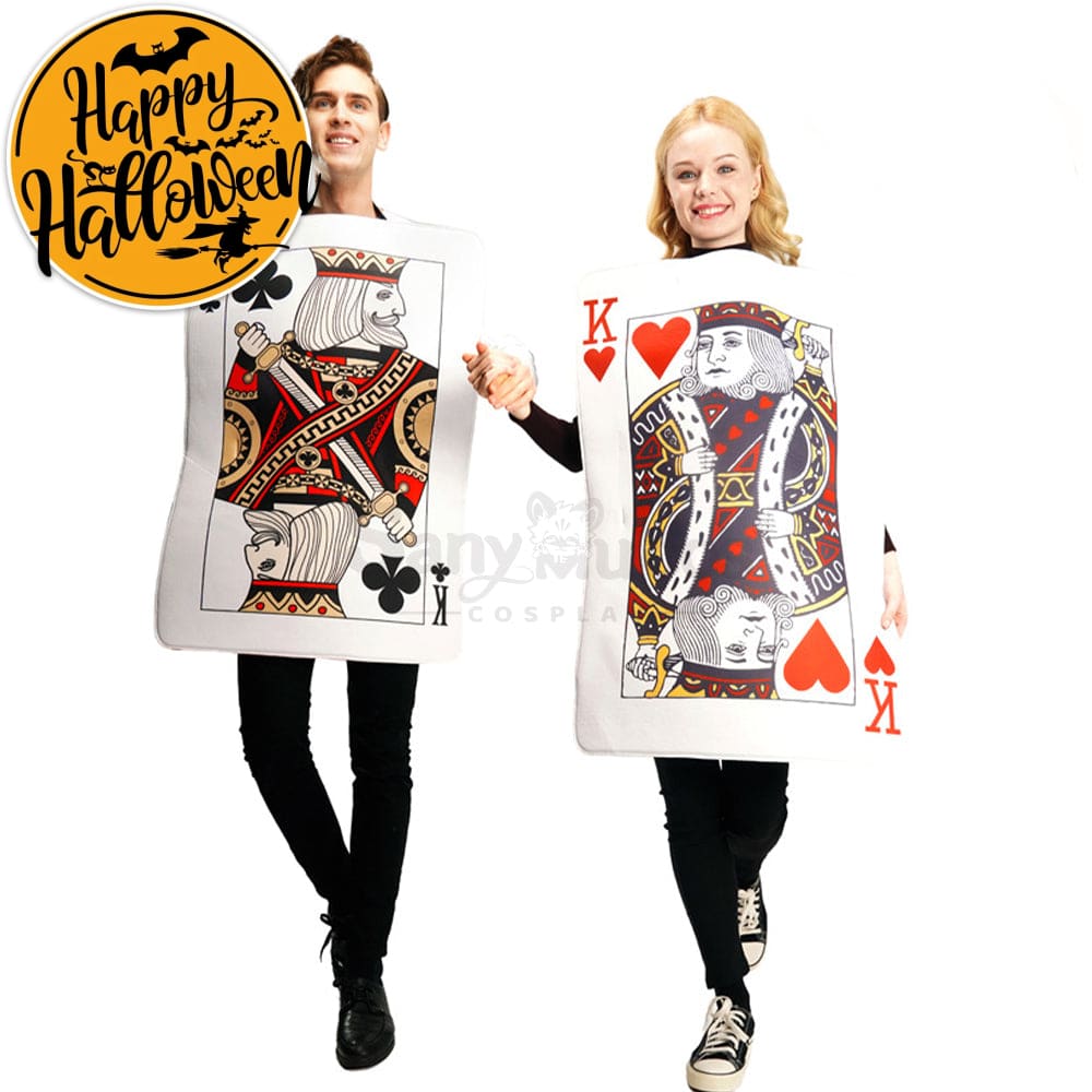 【In Stock】Carnival Cosplay Poker Couple Queen Of Hearts King Clubs Funny Stage Performance