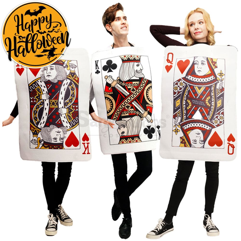 【In Stock】Carnival Cosplay Poker Couple Queen Of Hearts King Clubs Funny Stage Performance
