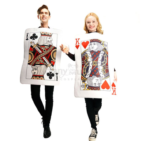 【In Stock】Carnival Cosplay Poker Couple Queen Of Hearts King Clubs Funny Stage Performance
