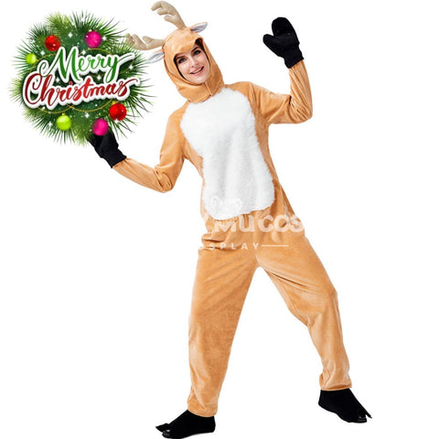 【In Stock】Christmas Cosplay Adult Size Christmas Reindeer Pajamas Costume First Edition Costumes