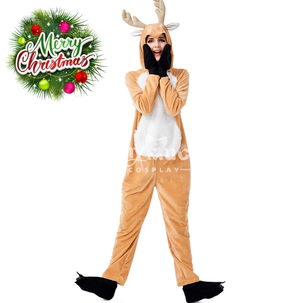 【In Stock】Christmas Cosplay Adult Size Christmas Reindeer Pajamas Costume First Edition Costumes