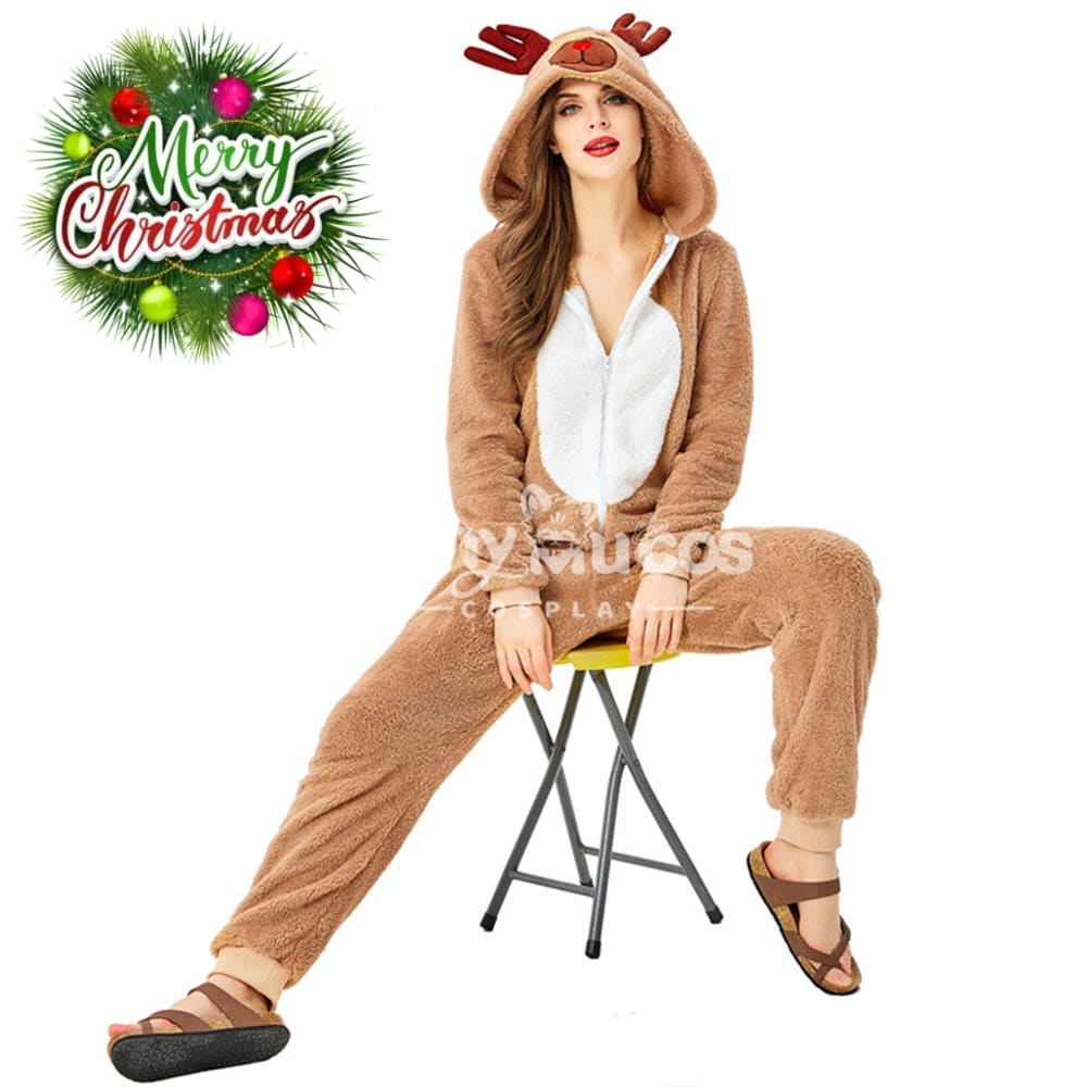 【In Stock】Christmas Cosplay Adult Size Christmas Reindeer Pajamas Costume Second Edition Costumes