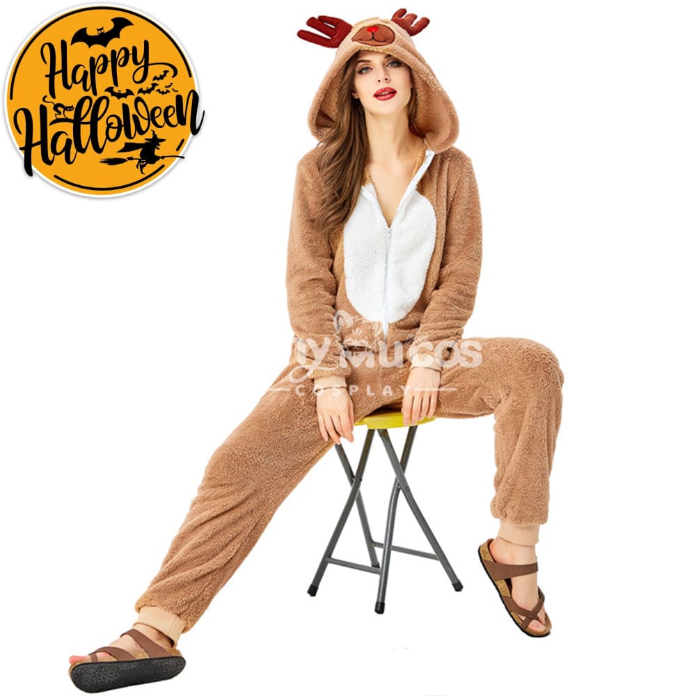 【In Stock】Christmas Cosplay Adult Size Christmas Reindeer Pajamas Costume Second Edition Costumes