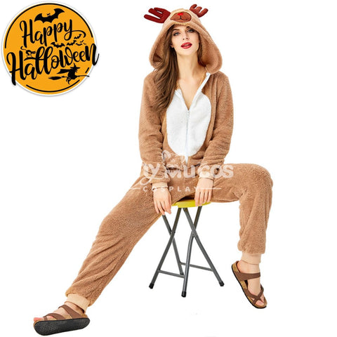 【In Stock】Christmas Cosplay Adult Size Christmas Reindeer Pajamas Costume Second Edition Costumes