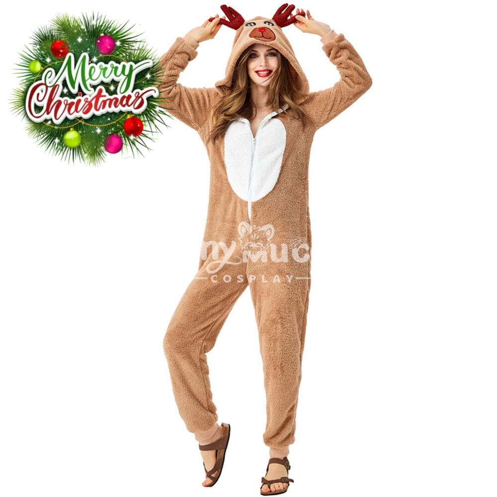 【In Stock】Christmas Cosplay Adult Size Christmas Reindeer Pajamas Costume Second Edition Costumes