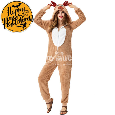 【In Stock】Christmas Cosplay Adult Size Christmas Reindeer Pajamas Costume Second Edition Costumes