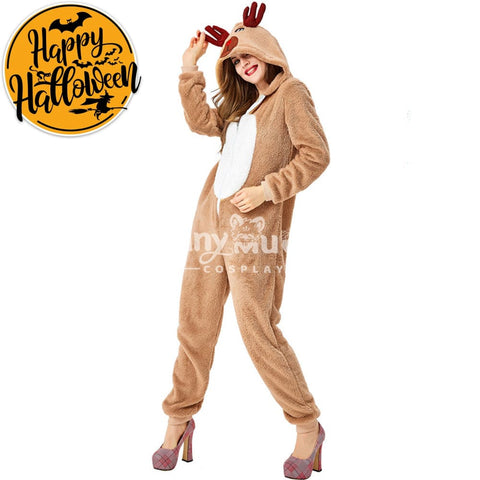【In Stock】Christmas Cosplay Adult Size Christmas Reindeer Pajamas Costume Second Edition Costumes