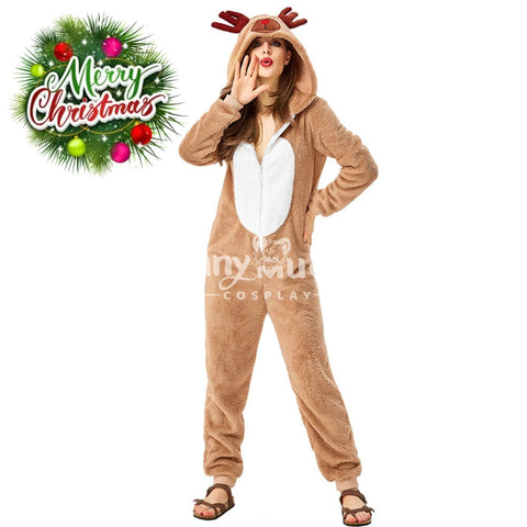 【In Stock】Christmas Cosplay Adult Size Christmas Reindeer Pajamas Costume Second Edition Costumes