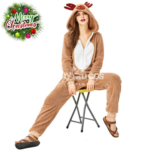 【In Stock】Christmas Cosplay Adult Size Christmas Reindeer Pajamas Costume Second Edition Costumes