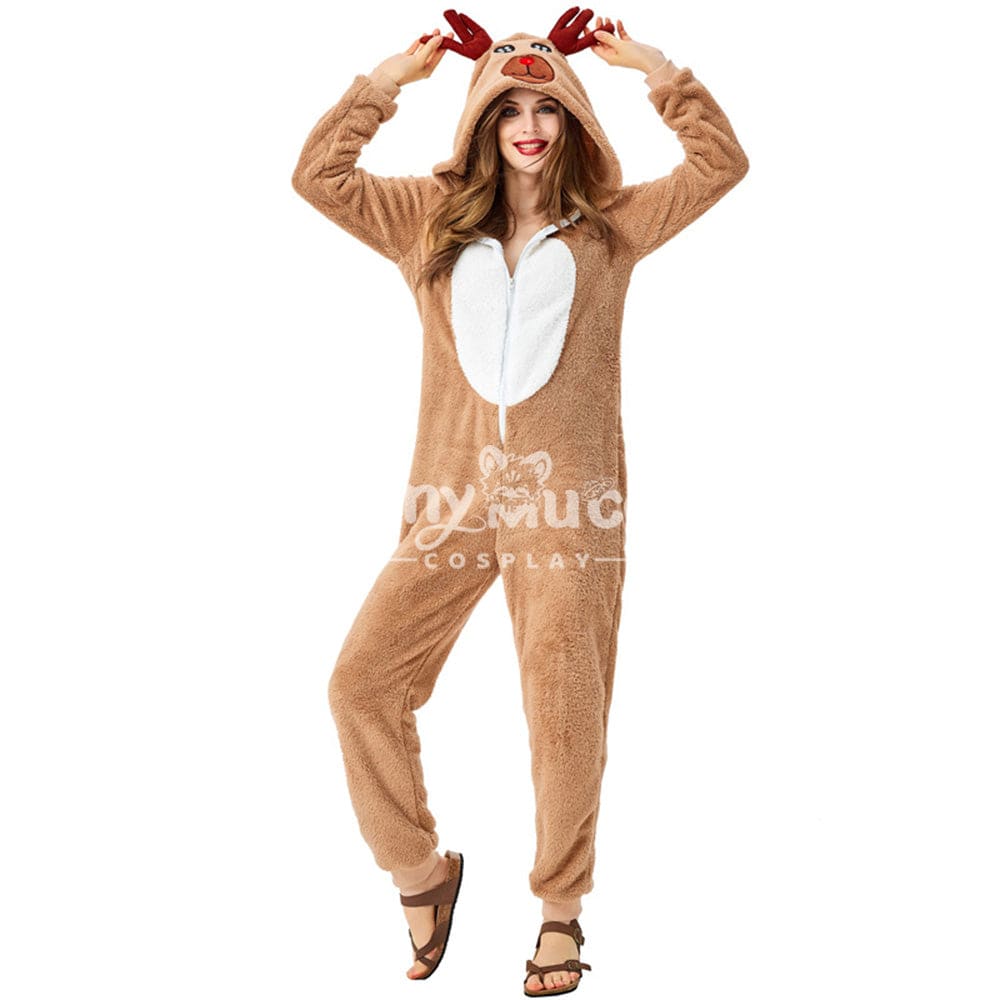 【In Stock】Christmas Cosplay Adult Size Christmas Reindeer Pajamas Costume Second Edition Costumes