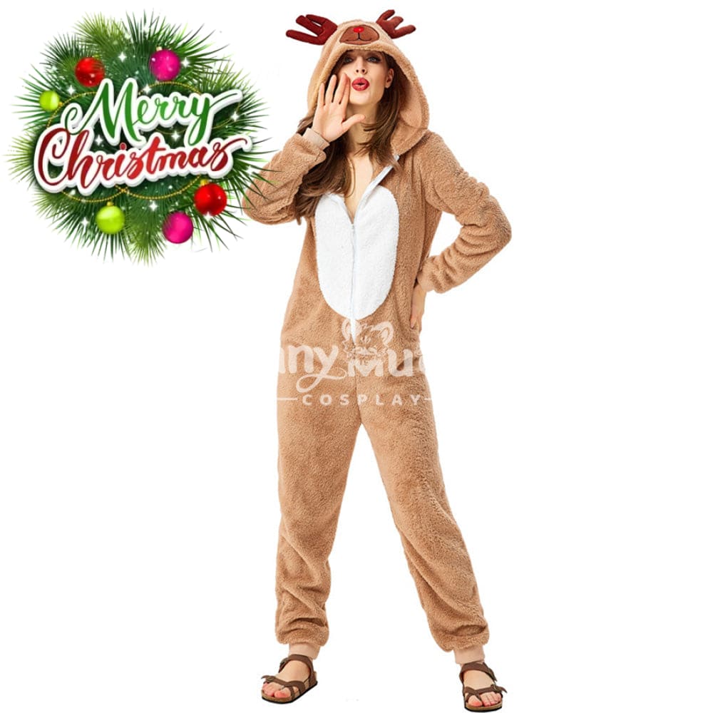 【In Stock】Christmas Cosplay Adult Size Christmas Reindeer Pajamas Costume Second Edition Costumes