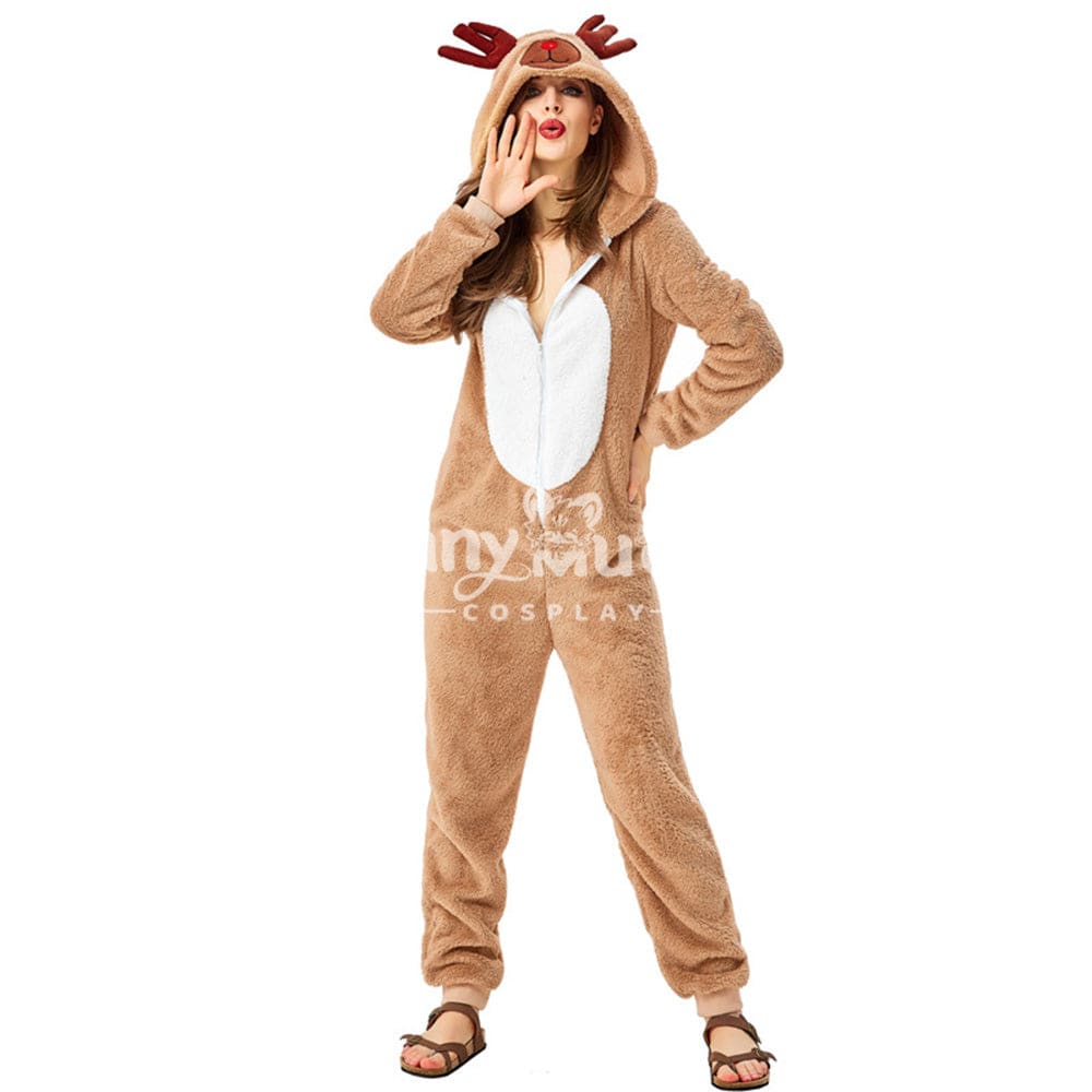 【In Stock】Christmas Cosplay Adult Size Christmas Reindeer Pajamas Costume Second Edition Costumes