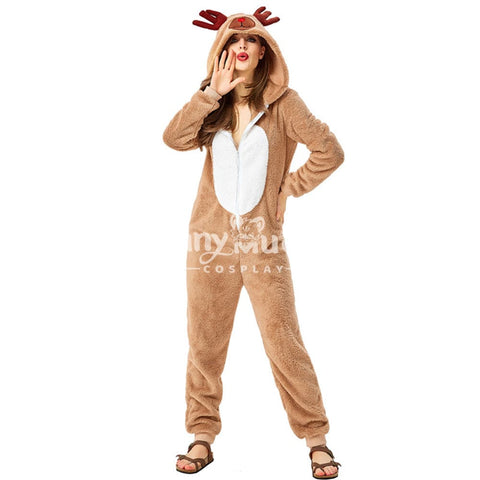 【In Stock】Christmas Cosplay Adult Size Christmas Reindeer Pajamas Costume Second Edition Costumes
