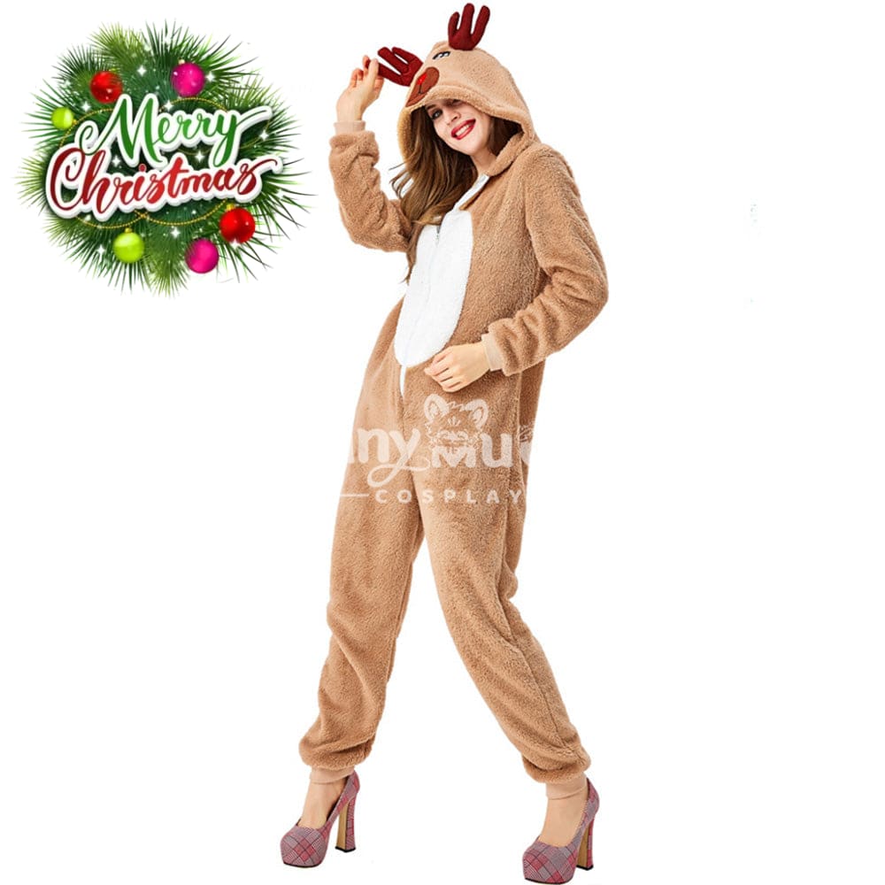 【In Stock】Christmas Cosplay Adult Size Christmas Reindeer Pajamas Costume Second Edition Costumes