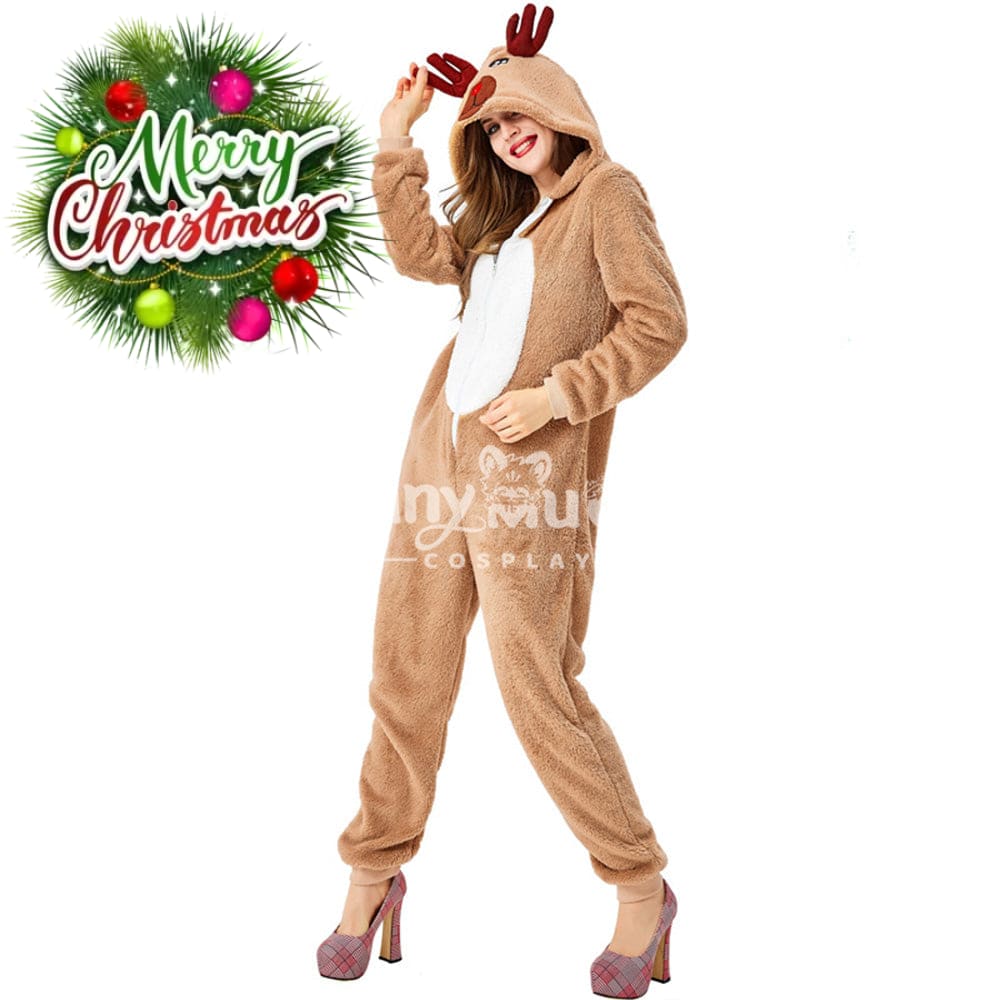 【In Stock】Christmas Cosplay Adult Size Christmas Reindeer Pajamas Costume Second Edition Costumes