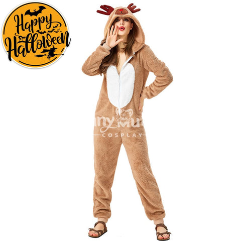 【In Stock】Christmas Cosplay Adult Size Christmas Reindeer Pajamas Costume Second Edition Costumes