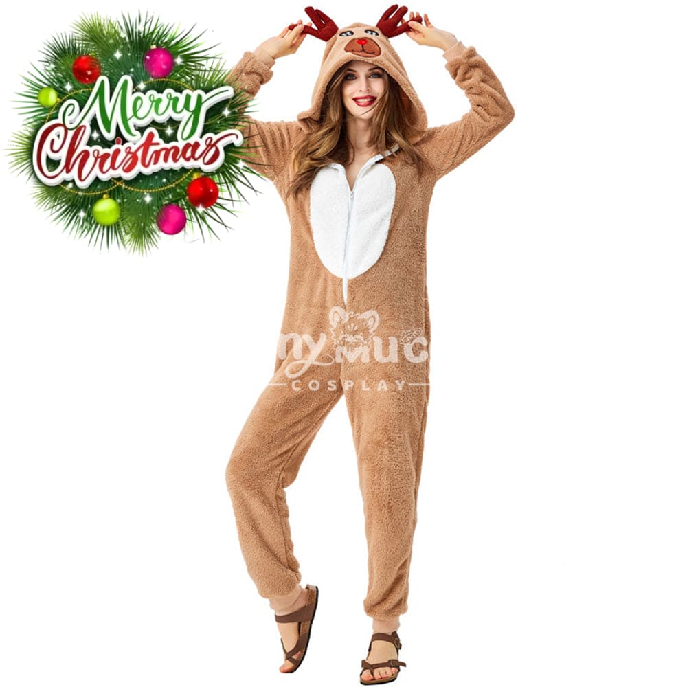 【In Stock】Christmas Cosplay Adult Size Christmas Reindeer Pajamas Costume Second Edition Costumes