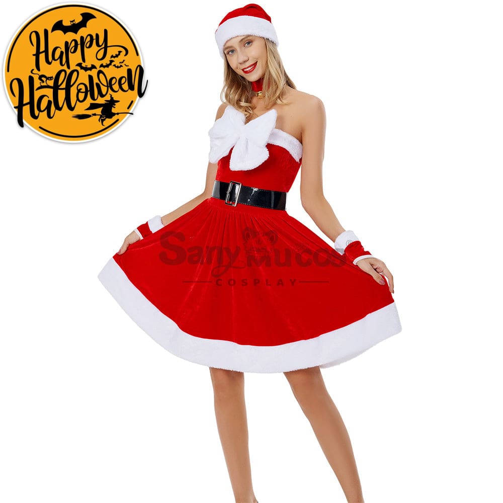 【In Stock】Christmas Cosplay Bowknot Christmas Dress Costume Costumes
