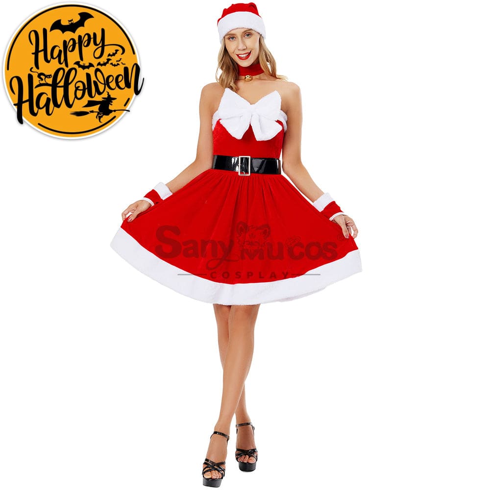【In Stock】Christmas Cosplay Bowknot Christmas Dress Costume Costumes