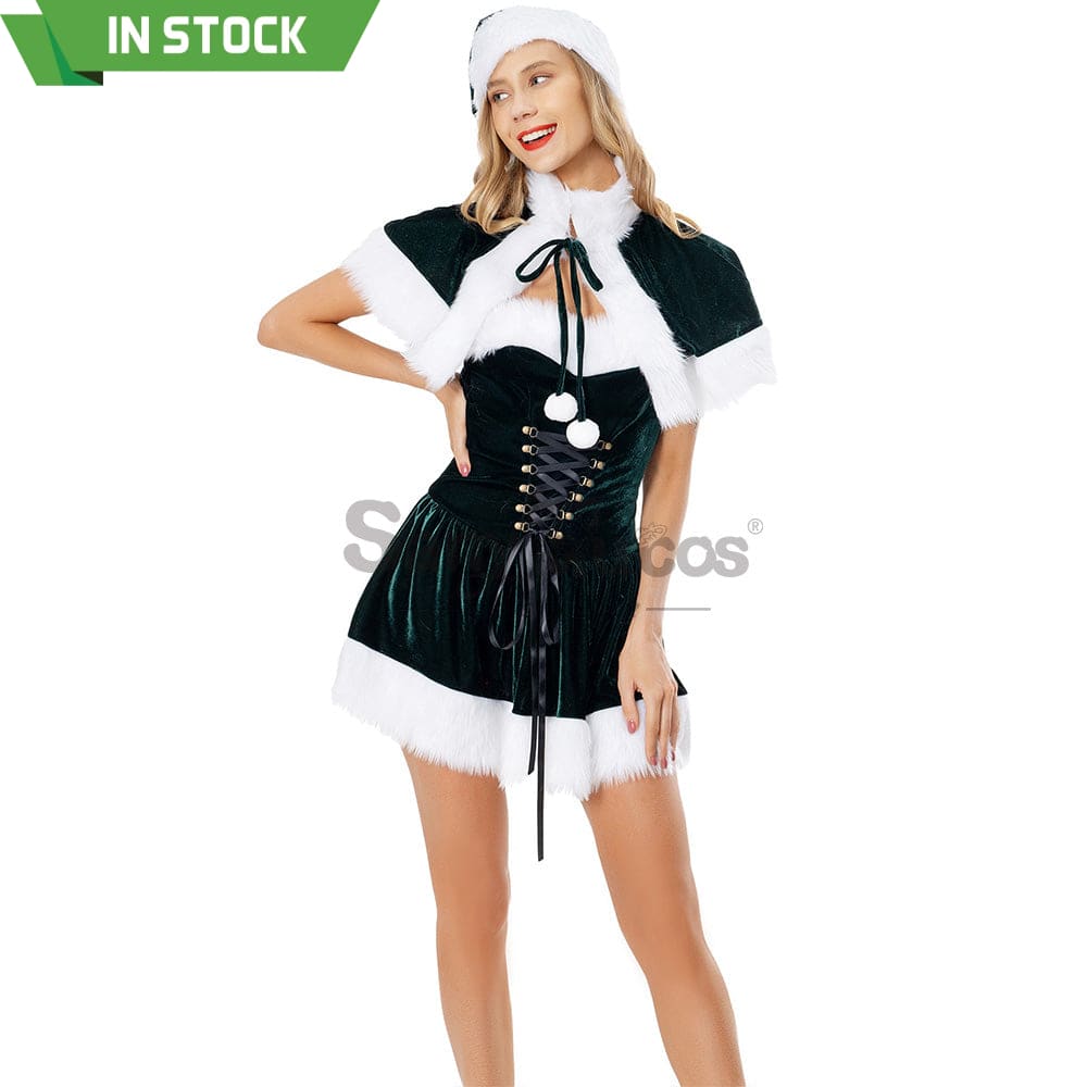 【In Stock】Christmas Cosplay Corset Dress Costume Green / M Costumes