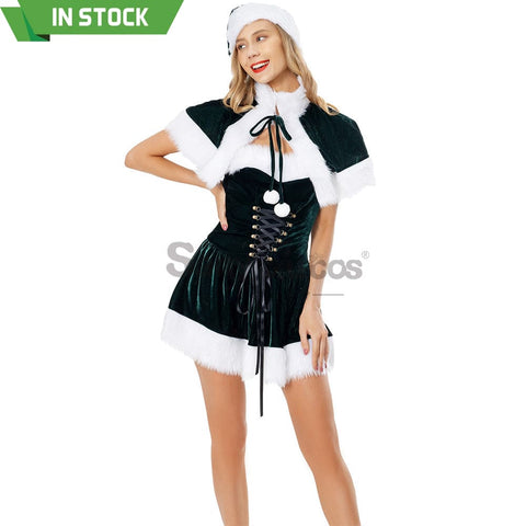 【In Stock】Christmas Cosplay Corset Dress Costume Green / M Costumes