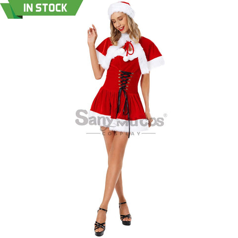 【In Stock】Christmas Cosplay Corset Dress Costume Red / M Costumes