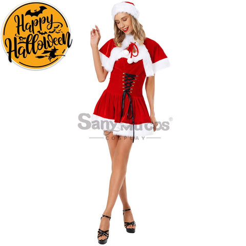 【In Stock】Christmas Cosplay Corset Dress Costume Red / M Costumes