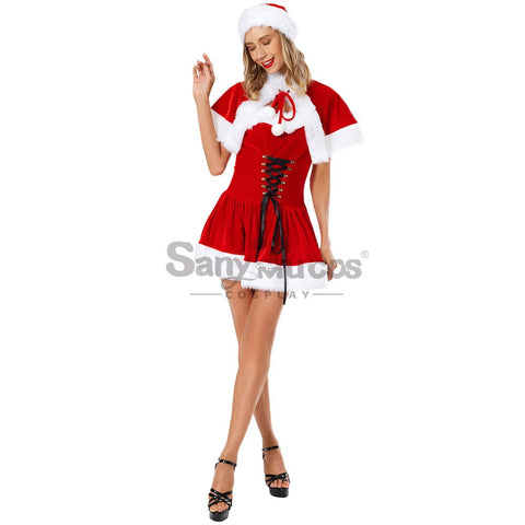 【In Stock】Christmas Cosplay Corset Dress Costume Red / M Costumes