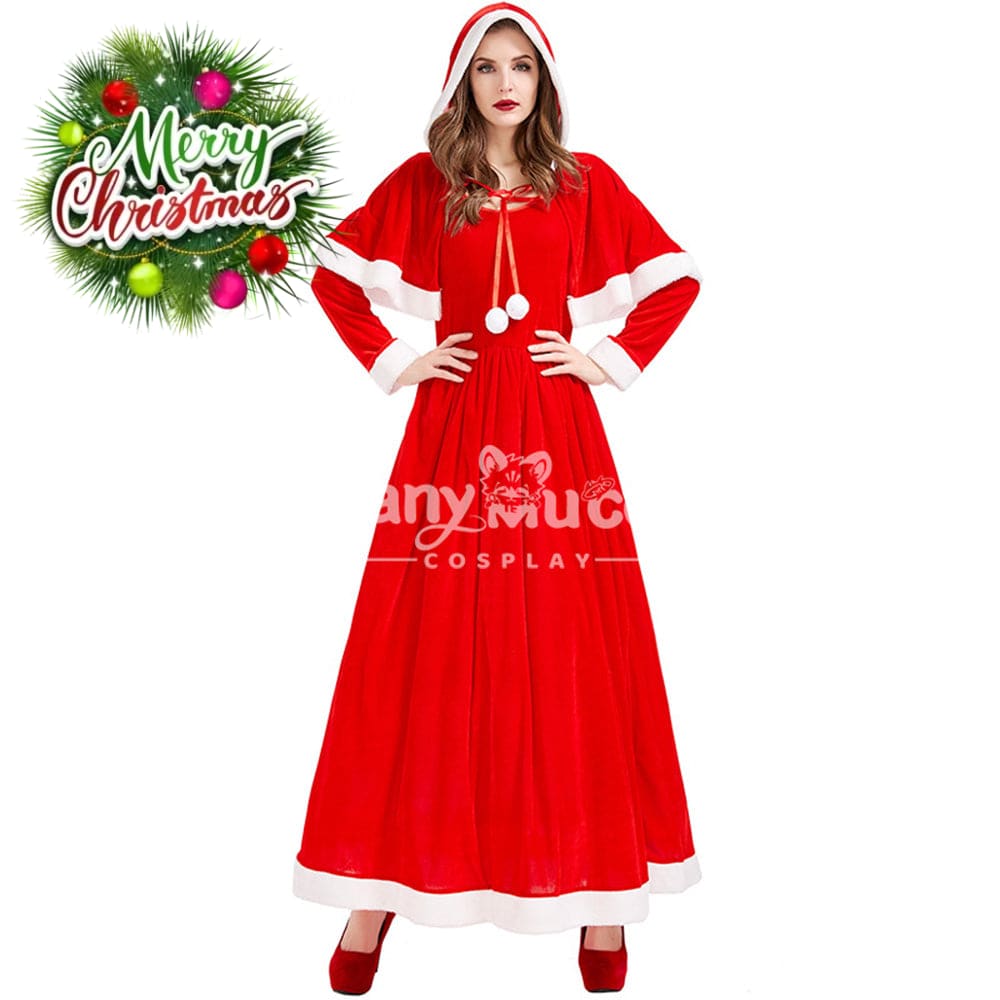 【In Stock】Christmas Cosplay Dark Green Christmas Dress Costume Second Edition Red / S Costumes