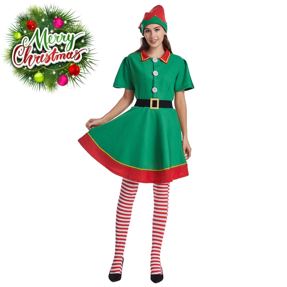 【In Stock】Christmas Cosplay Christmas Elf Costume Family Edition Costumes