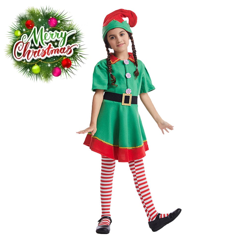 【In Stock】Christmas Cosplay Christmas Elf Costume Family Edition Costumes