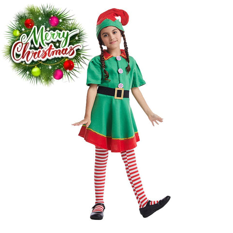 【In Stock】Christmas Cosplay Christmas Elf Costume Family Edition Costumes