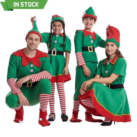 【In Stock】Christmas Cosplay Christmas Elf Costume Family Edition Costumes