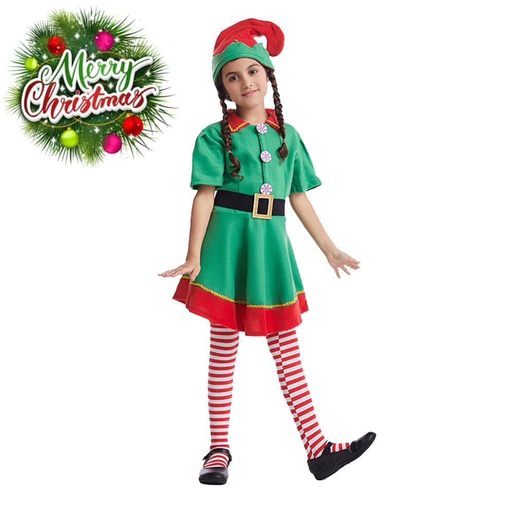 【In Stock】Christmas Cosplay Christmas Elf Costume Family Edition Costumes