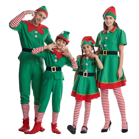 【In Stock】Christmas Cosplay Christmas Elf Costume Family Edition Costumes