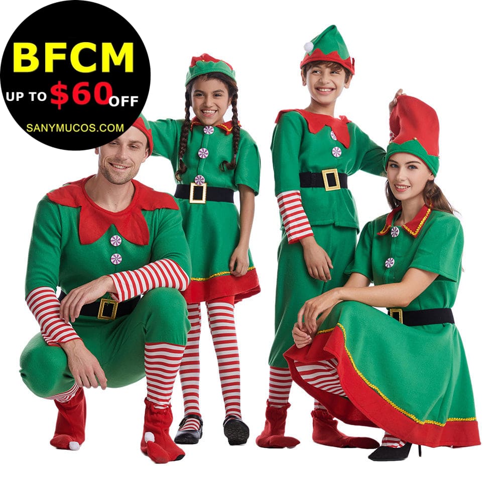 【In Stock】Christmas Cosplay Christmas Elf Costume Family Edition Costumes