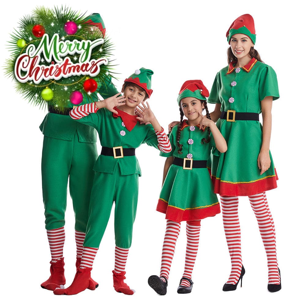 【In Stock】Christmas Cosplay Christmas Elf Costume Family Edition Costumes