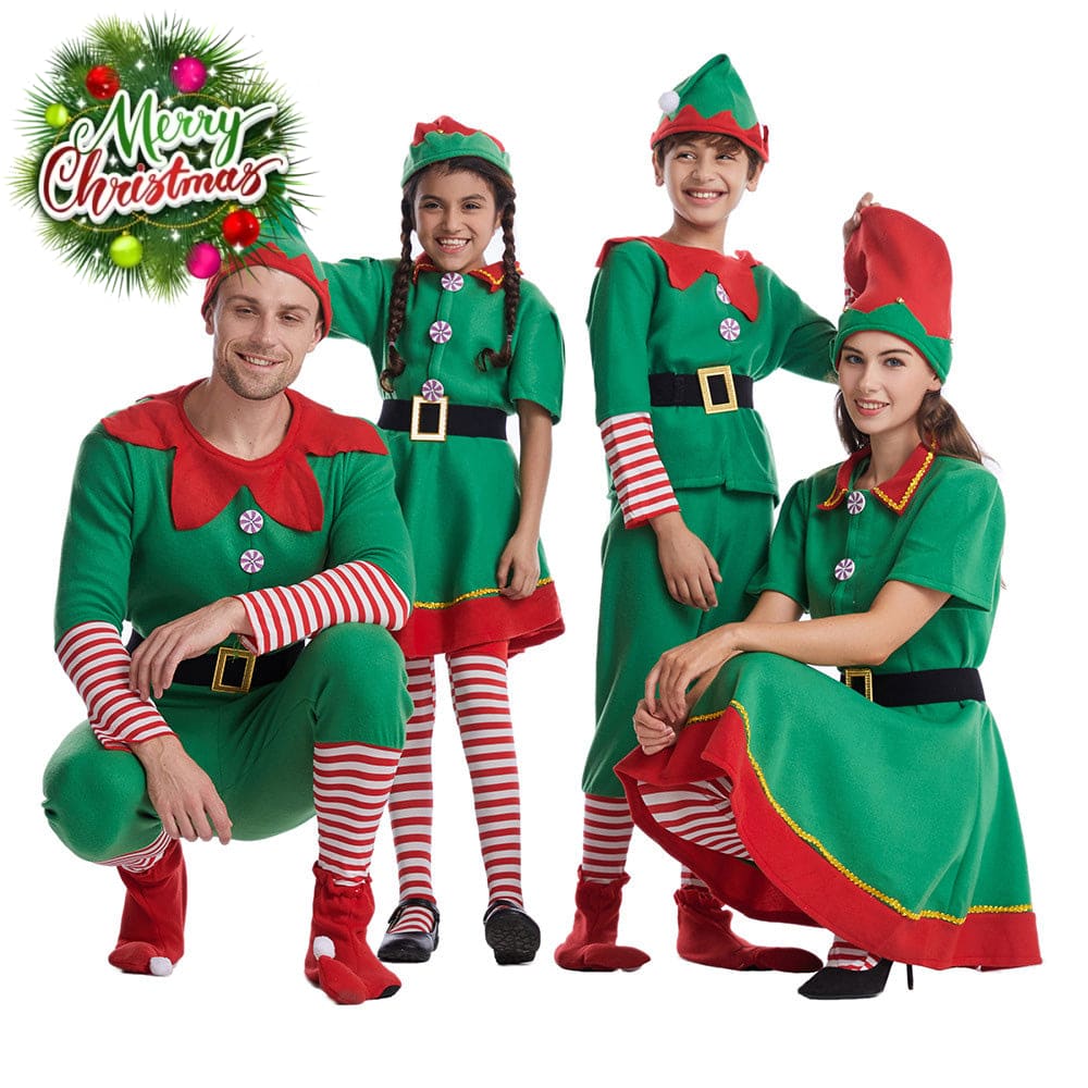 【In Stock】Christmas Cosplay Christmas Elf Costume Family Edition Costumes