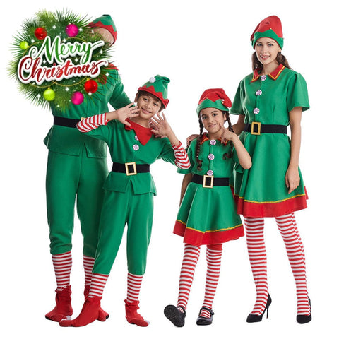 【In Stock】Christmas Cosplay Christmas Elf Costume Family Edition Costumes